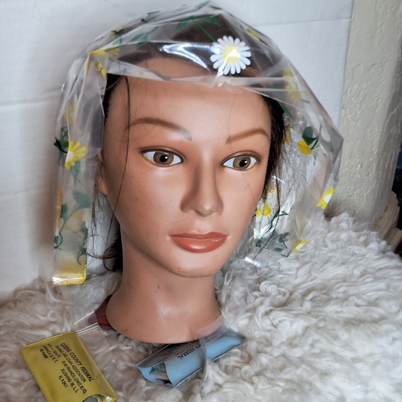 Vintage Plastic Floral Folding Grandma Rainhat - Picture 4 of 6